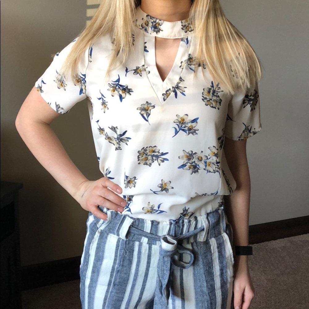 White floral blouse